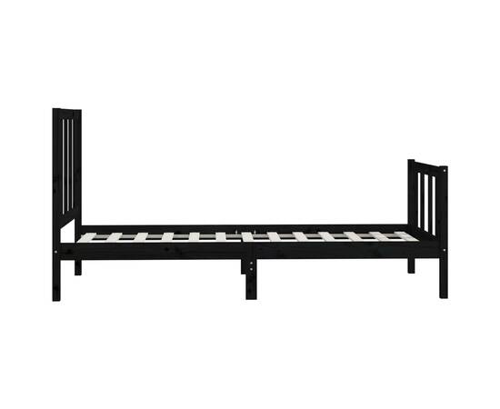 Cadru de pat, 100x200 cm, negru, lemn masiv, 6 image