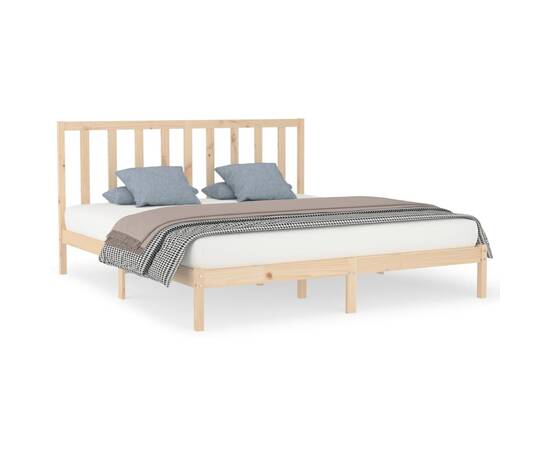 Cadru de pat, 200x200 cm, lemn masiv, 2 image