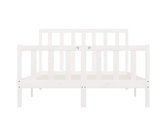 Cadru de pat, alb, 140x200 cm, lemn masiv, 5 image