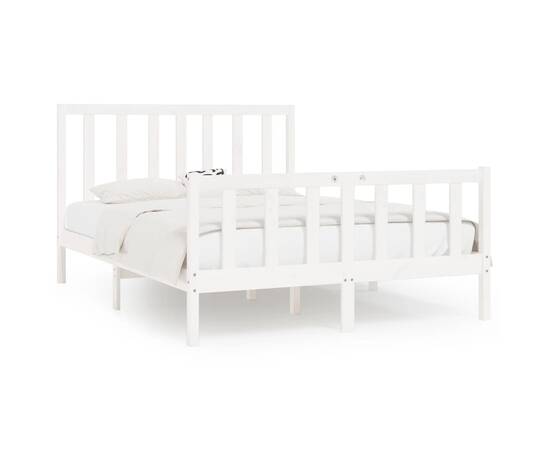 Cadru de pat, alb, 140x200 cm, lemn masiv, 2 image