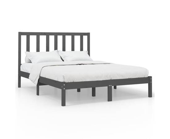 Cadru de pat, gri, 120x200 cm, lemn masiv, 2 image