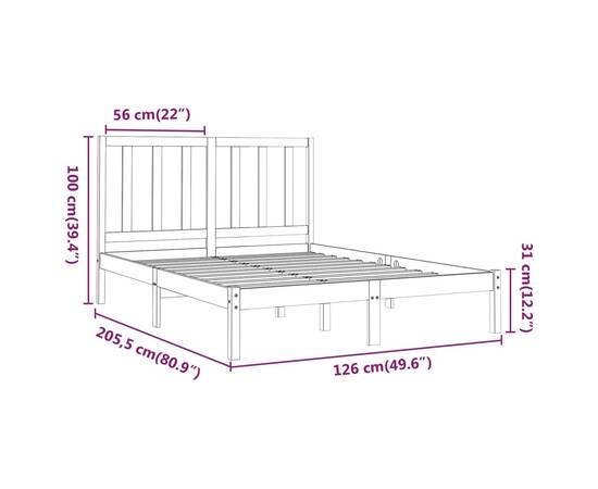 Cadru de pat, gri, 120x200 cm, lemn masiv, 8 image