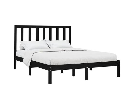Cadru de pat, negru, 120x200 cm, lemn masiv, 3 image