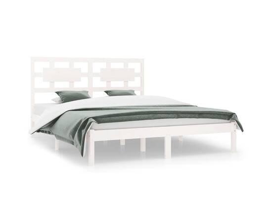 Cadru de pat, alb, 140x200 cm, lemn masiv de pin, 2 image