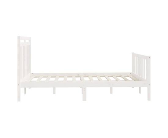 Cadru de pat, alb, 140x200 cm, lemn masiv de pin, 6 image