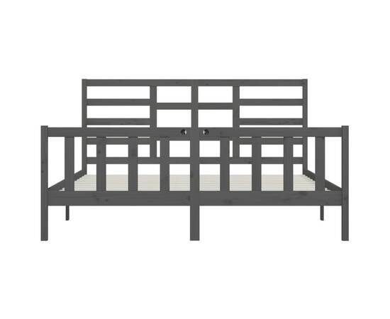 Cadru de pat, gri , 200x200 cm, lemn masiv de pin, 5 image