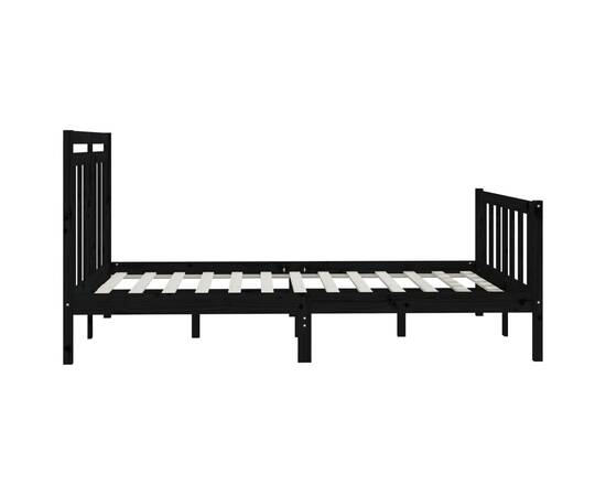 Cadru de pat, negru, 120x200 cm, lemn masiv de pin, 6 image