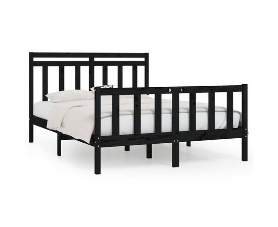 Cadru de pat, negru, 120x200 cm, lemn masiv de pin, 2 image