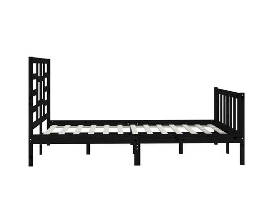 Cadru de pat, negru, 140x200 cm, lemn masiv de pin, 6 image