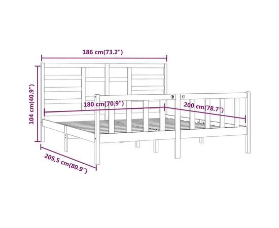 Cadru de pat super king 6ft, 180x200 cm, lemn masiv, 8 image