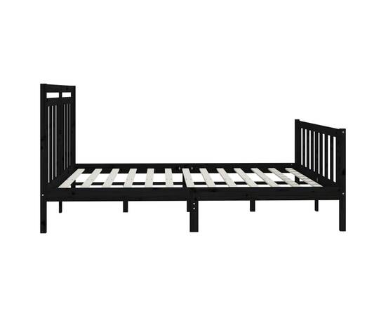 Cadru de pat super king 6ft, negru, 180x200 cm, lemn masiv pin, 6 image