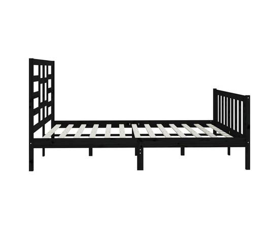 Cadru de pat super king 6ft, negru, 180x200 cm, lemn masiv, 6 image