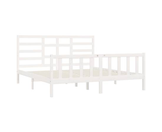 Cadru de pat super king 6ft,alb, 180x200 cm, lemn masiv, 4 image