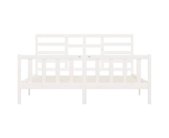 Cadru de pat super king 6ft,alb, 180x200 cm, lemn masiv, 5 image