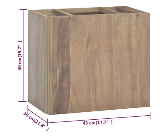 Dulap pentru baie de perete, 45x30x40 cm, lemn masiv de tec, 7 image