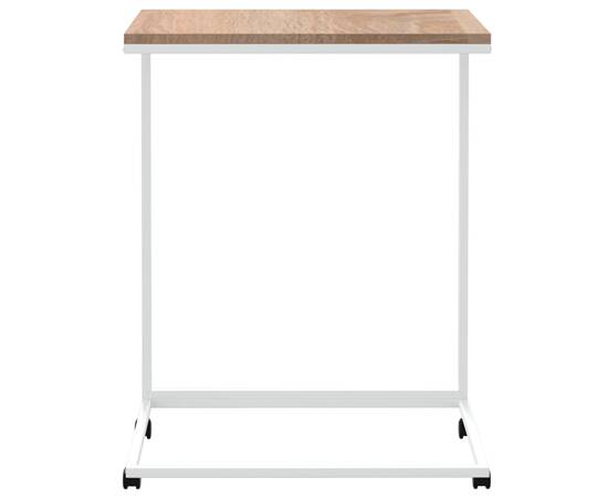 Măsuță laterală cu roți, alb, 55x35x70 cm, lemn prelucrat, 3 image