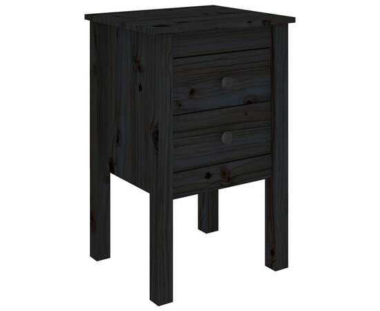 Noptieră, negru, 40x35x61,5 cm, lemn masiv de pin, 2 image