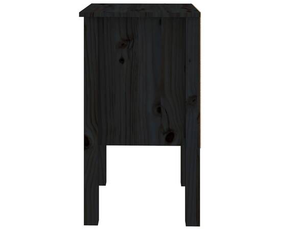 Noptieră, negru, 40x35x61,5 cm, lemn masiv de pin, 6 image