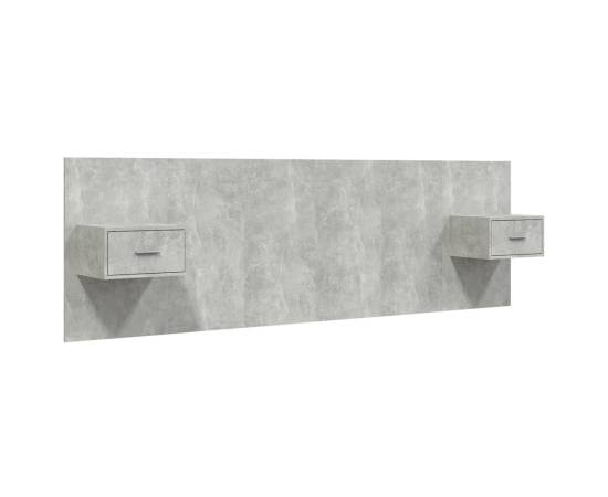 Tăblie de pat cu dulapuri, gri beton, lemn prelucrat, 2 image