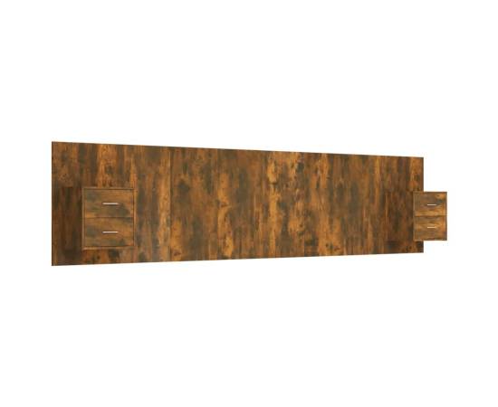Tăblie de pat cu dulapuri, stejar fumuriu, lemn prelucrat, 2 image