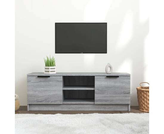 Comodă tv, gri sonoma, 102x35x36,5 cm, lemn prelucrat