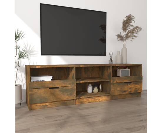 Comodă tv, stejar fumuriu, 150x33,5x45 cm, lemn prelucrat, 3 image