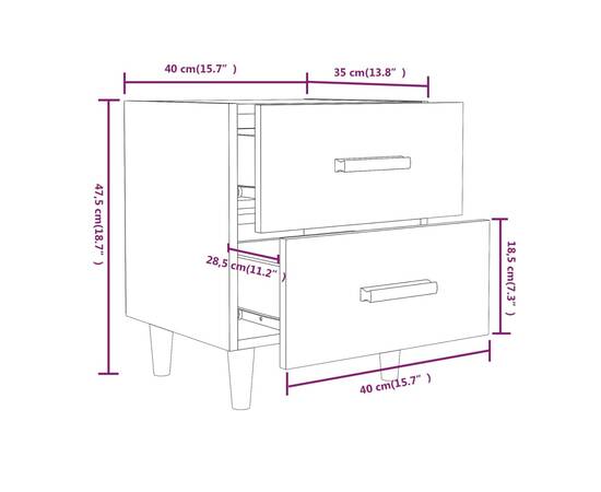 Noptiere, 2 buc., stejar afumat, 40x35x47,5 cm, 7 image