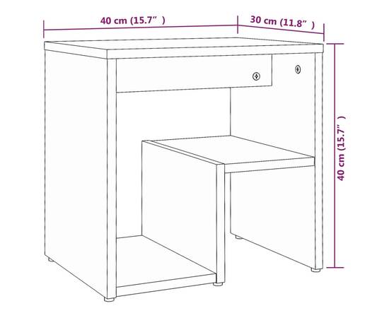 Noptiere, 2 buc., stejar maro, 40x30x40 cm, lemn prelucrat, 8 image
