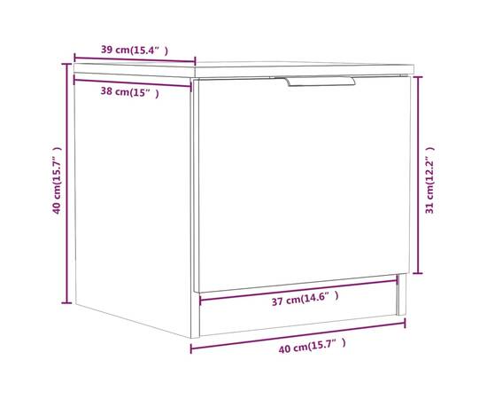 Noptiere, 2 buc., stejar maro, 40x39x40 cm, 11 image