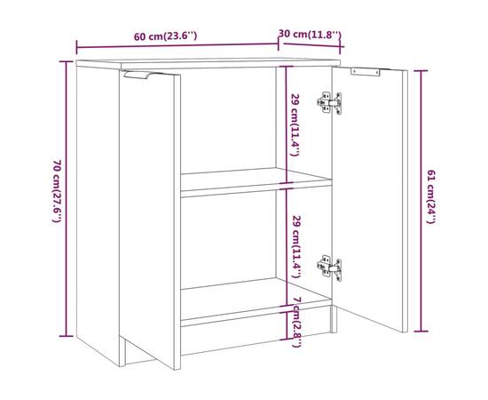 Servantă, stejar maro, 60x30x70 cm, lemn prelucrat, 7 image