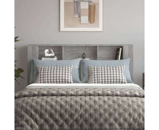 Tăblie de pat cu dulap, gri sonoma, 180x18,5x104,5 cm, 3 image