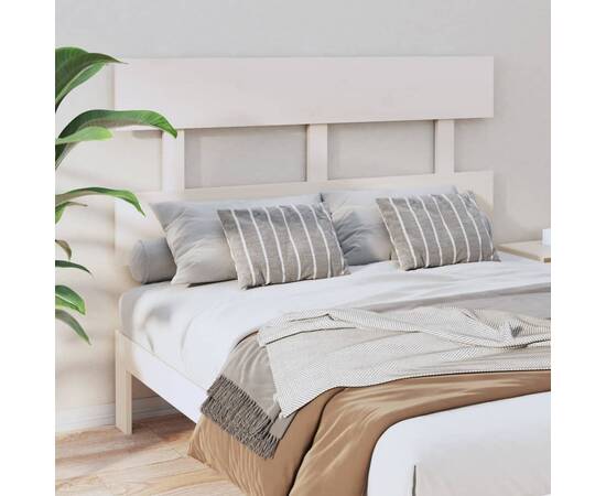 Tăblie de pat, alb, 138x3x81 cm, lemn masiv de pin