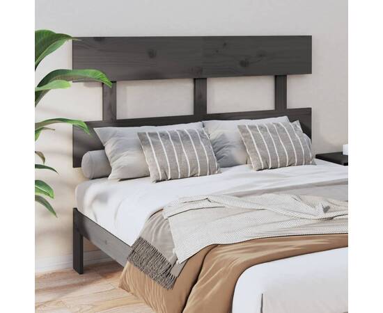 Tăblie de pat, gri, 138x3x81 cm, lemn masiv de pin