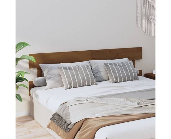 Tăblie de pat, maro miere, 204x3x81 cm, lemn masiv de pin, 4 image