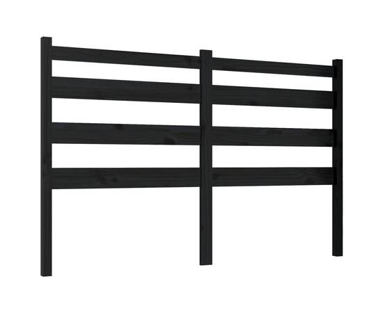 Tăblie de pat, negru, 126x4x100 cm, lemn masiv de pin, 2 image