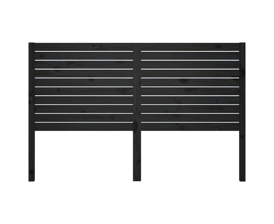 Tăblie de pat, negru, 141x4x100 cm, lemn masiv de pin, 3 image