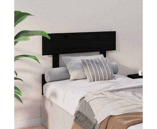 Tăblie de pat, negru, 78,5x3x81 cm, lemn masiv de pin, 4 image