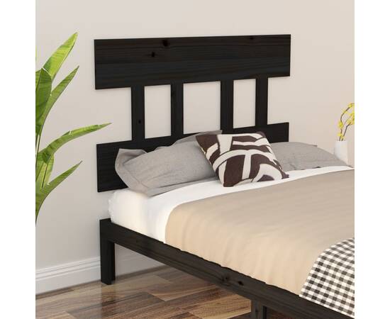 Tăblie de pat, negru, 93,5x3x81 cm, lemn masiv de pin, 4 image