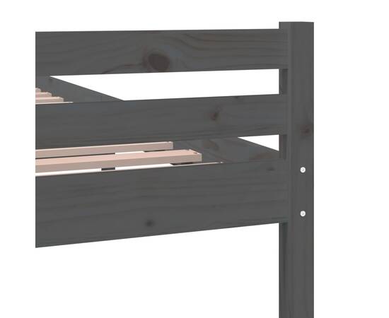 Cadru de pat double 4ft6, gri, 135x190 cm, lemn masiv, 7 image