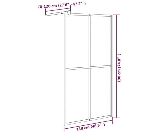 Paravan duș walk-in, 118x190 cm, sticlă securizată închisă, 7 image