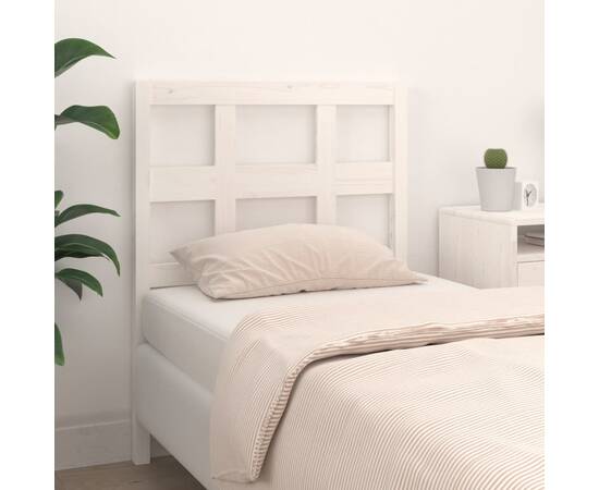 Tăblie de pat, alb, 105,5x4x100 cm, lemn masiv de pin