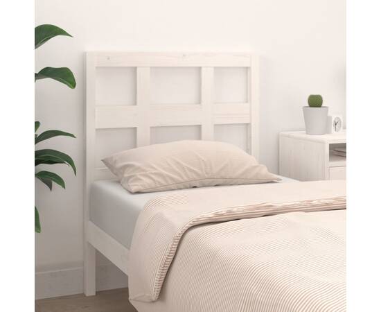 Tăblie de pat, alb, 105,5x4x100 cm, lemn masiv de pin, 3 image