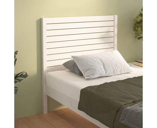 Tăblie de pat, alb, 81x4x100 cm, lemn masiv de pin, 4 image