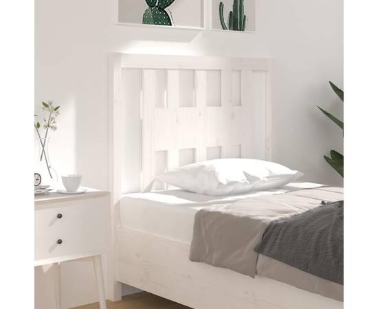 Tăblie de pat, alb, 81x4x100 cm, lemn masiv de pin