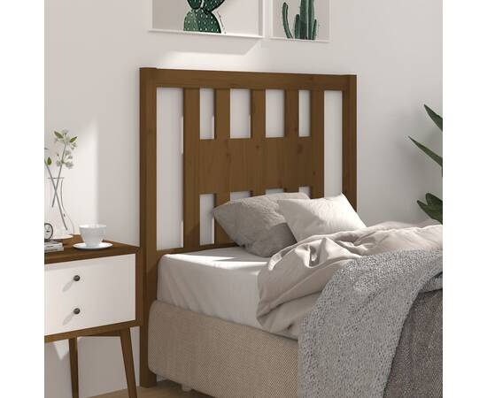 Tăblie de pat, maro miere, 81x4x100 cm, lemn masiv de pin, 5 image