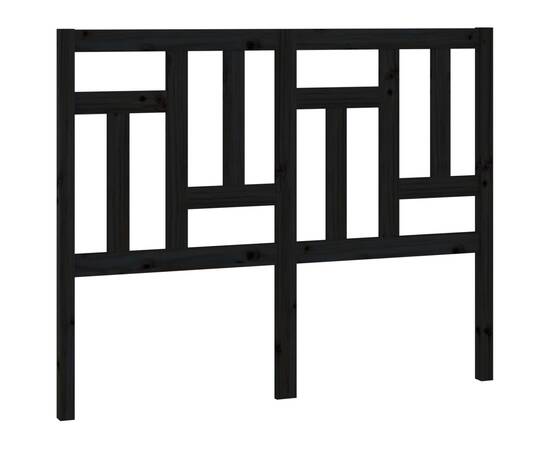 Tăblie de pat, negru, 125,5x4x100 cm, lemn masiv de pin, 2 image