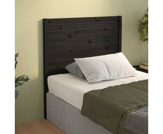 Tăblie de pat, negru, 81x4x100 cm, lemn masiv de pin