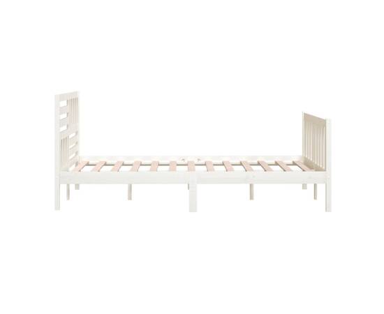 Cadru de pat, alb, 200x200 cm, lemn masiv, 6 image