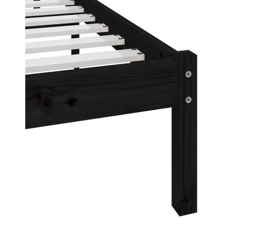 Cadru de pat, negru, 140x200 cm, lemn masiv de pin, 7 image