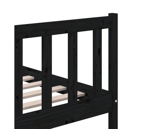 Cadru de pat, negru, 160x200 cm, lemn masiv, 8 image